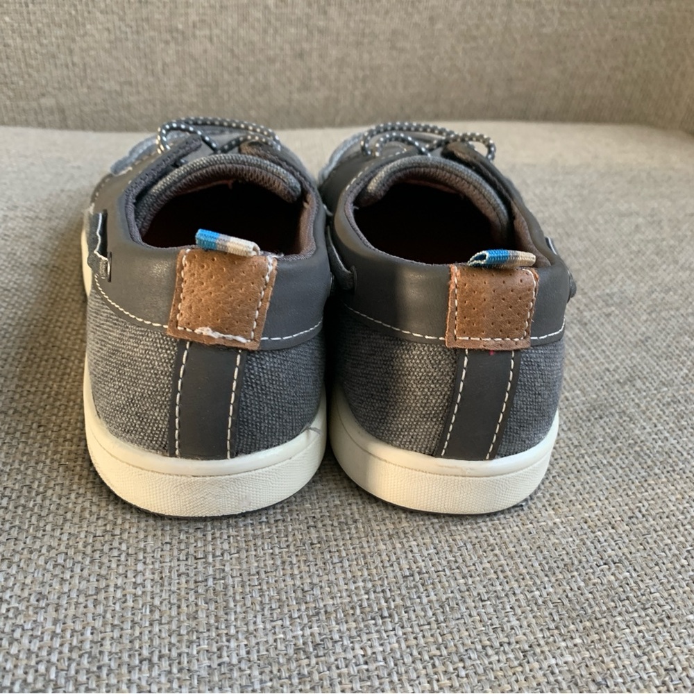 Shoes Little Boy Size 3 Gray Canvas Slip On Dress Boat Shoe Prepy Sonoma - Picture 6 of 9
